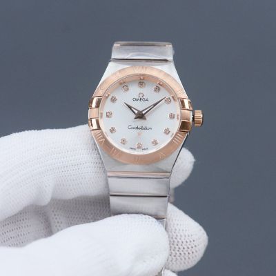 Omega Constelllation Swiss Quartz Movement 27MM Rose Gold Bezel Women Watch
